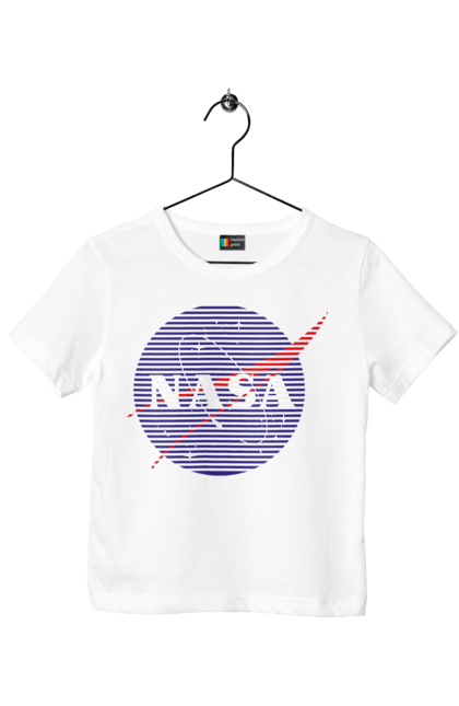 Children's t-shirt with prints NASA. Aeronautics, astronautics, aviation, nasa, research, rocket, science, space, technologies, usa. 2070702