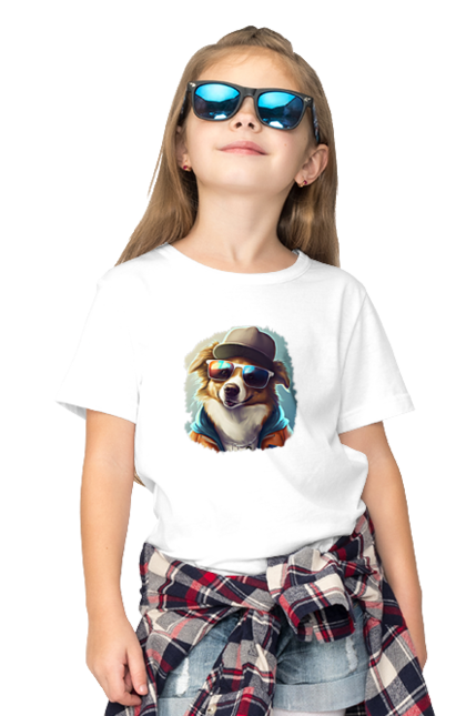 Футболка дитяча з принтом "Собака". Куртка, ніс, одяг, окуляри, очі, погляд, собака, шапка. CustomPrint.market