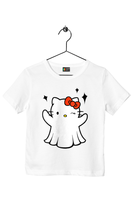 Children's t-shirt with prints Hello Kitty Halloween. Brand, cat, character, ghost, halloween, hello kitty, kitten, kitty. 2070702