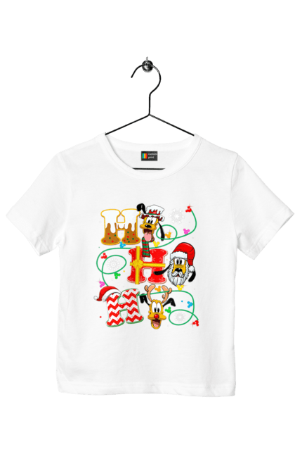 Children's t-shirt with prints Merry Christmas. Cartoon, christmas, christmas, deer, disney, holiday, merry christmas, santa. 2070702