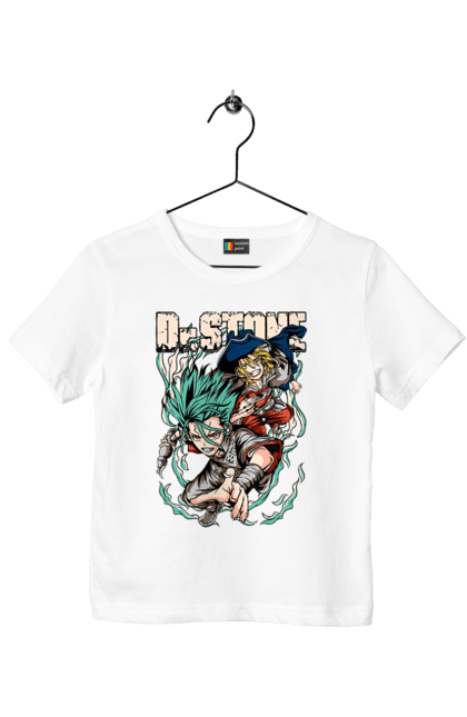 Children's t-shirt with prints Dr. Stone Senku and Ryuusui. Anime, dr. stone, ishigami, manga, ryuusui, ryuusui nanami, senku, senku ishigami. 2070702