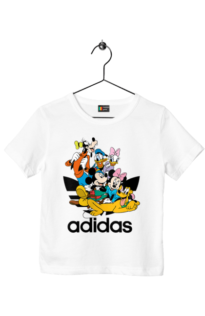 Футболка дитяча з принтом "Adidas Міккі Маус". Adidas, mickey mouse, адідас, дісней, міккі, міккі маус, мультфільм. 2070702