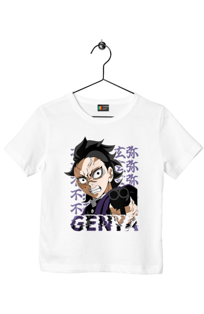 Children's t-shirt with prints Demon Slayer Genya Shinazugawa. Anime, demon slayer, genya, genya shinazugawa, kimetsu no yaiba, manga, аниме, истребитель демонов, манга. 2070702