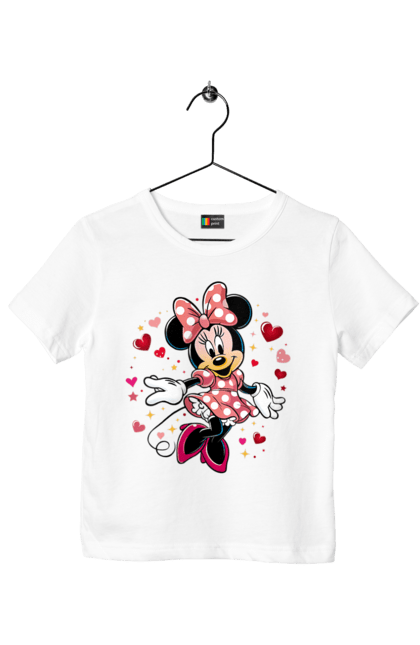 Футболка детская с принтом Минни Маус. Mickey mouse, minnie mouse, дисней, микки, микки маус, минни маус, мультфильм. 2070702