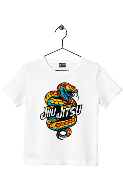 Children's t-shirt with prints Jujutsu. Animal, japan, jiu jitsu, jujutsu, martial arts, ninja, samurai, snake, sport. 2070702