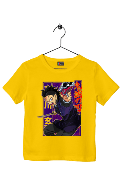 Children's t-shirt with prints Demon Slayer Genya Shinazugawa. Anime, demon slayer, genya, genya shinazugawa, kimetsu no yaiba, manga, аниме, истребитель демонов, манга. 2070702