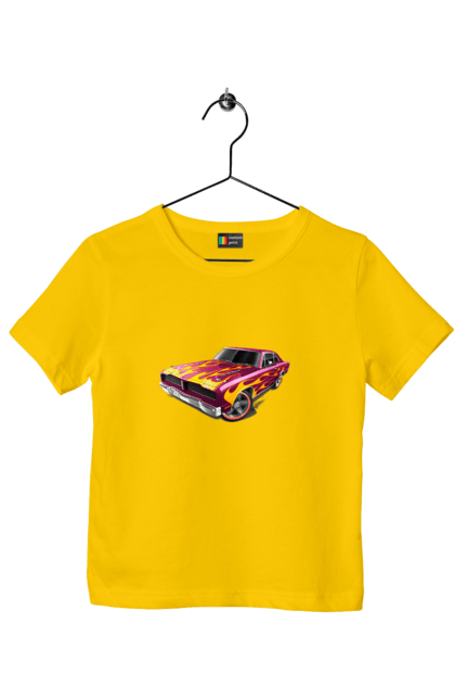 Children's t-shirt with prints Custom car. Airbrushing, auto, by custom, car, fire, flame, machine, tuning. 2070702