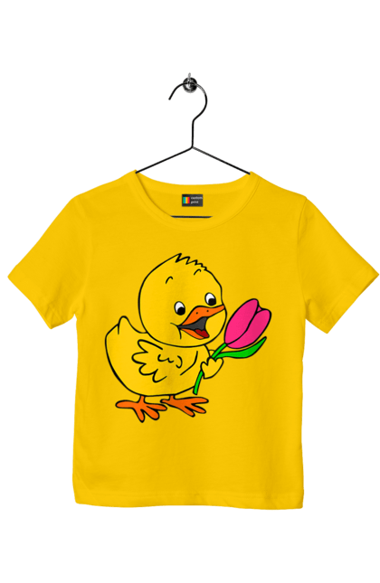 Футболка дитяча з принтом "Курча З Тюльпаном". Курча, тюльпан. 2070702