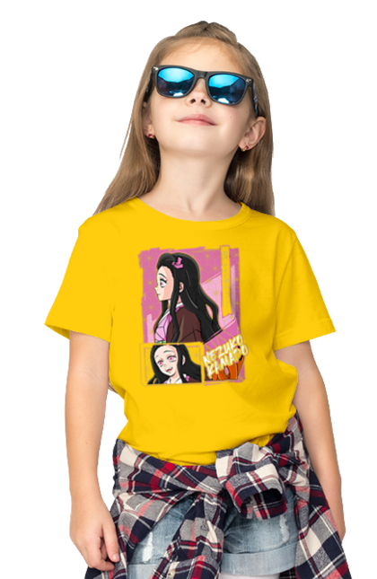 Children's t-shirt with prints Demon Slayer Nezuko. Anime, demon slayer, kimetsu no yaiba, manga, nezuko, serial. 2070702