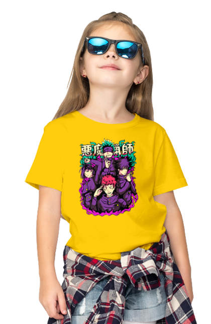 Children's t-shirt with prints Jujutsu Kaisen. Anime, dark fantasy, itadori, jujutsu kaisen, magic battle, manga, mystic, sukuna. 2070702