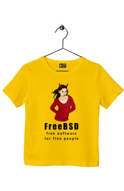 Футболка дитяча з принтом "Freebsd Для Вільних". Bsd, freebsd, unix, адміністратор, айті, айтішник, безкоштовна, безкоштовно, бестія, вільна, демон, демонесса, доступність, незалежність, операційна система, ос, програміст, програмне забезпечення, свобода, сисадмін, система, системний адміністратор, софт, текст, червоний, чорний. 2070702