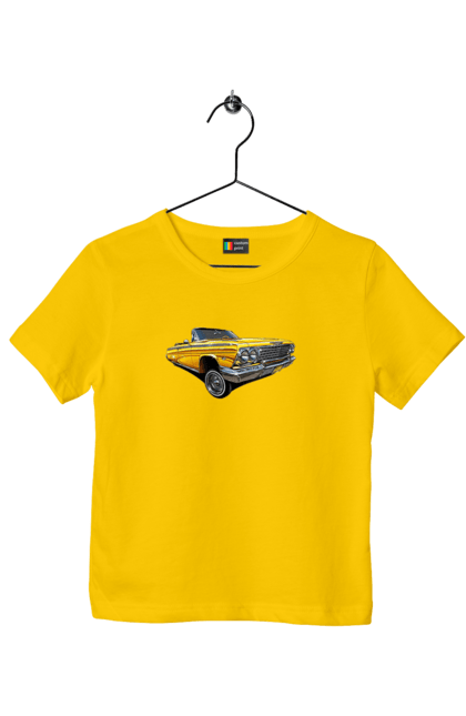 Футболка детская с принтом Автомобіль. Car, chevrolet, classic, impala, lowrider. 2070702