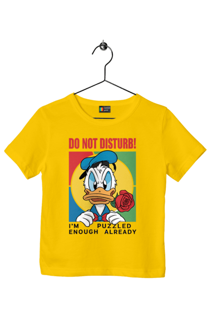 Футболка детская с принтом Дональд Дак Не беспокоить!. Disney, do not disturb, donald duck, дисней, дональд дак, мультсериал, мультфильм, не беспокоить. 2070702