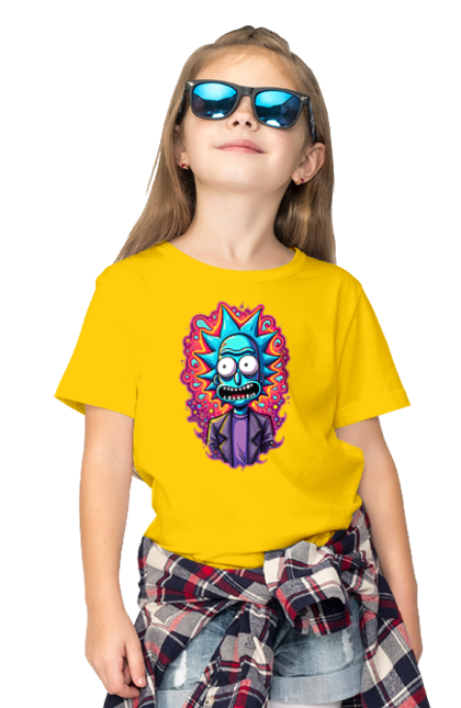 Children's t-shirt with prints Rick and Morty. Adventures, black humor, cartoon, rick, rick and morty, sci-fi, tragicomedy. 2070702