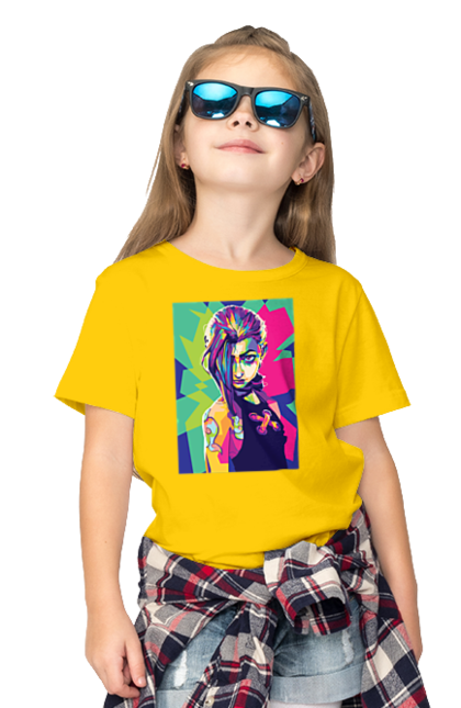 Children's t-shirt with prints Arcane. Animated series, arcane, fantasy, fortiche, jinx, league of legends, riot games, wai. 2070702