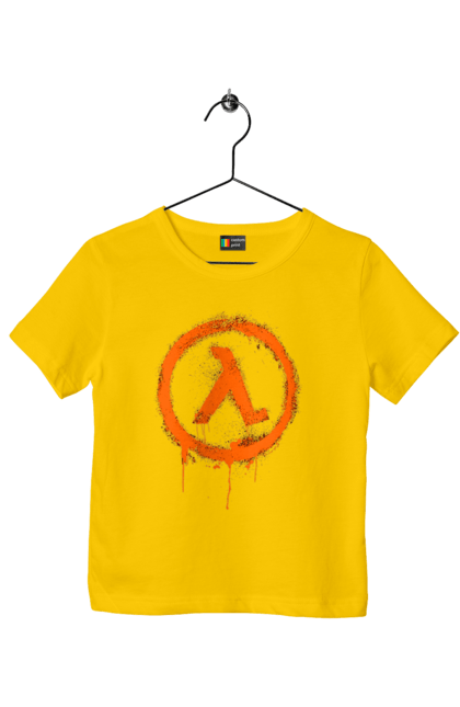 Children's t-shirt with prints Half Life. Computer game, game, gamer, half life, mission, network game, now, passed, playstation, plot, rubilovo, sierra studios, stage. 2070702