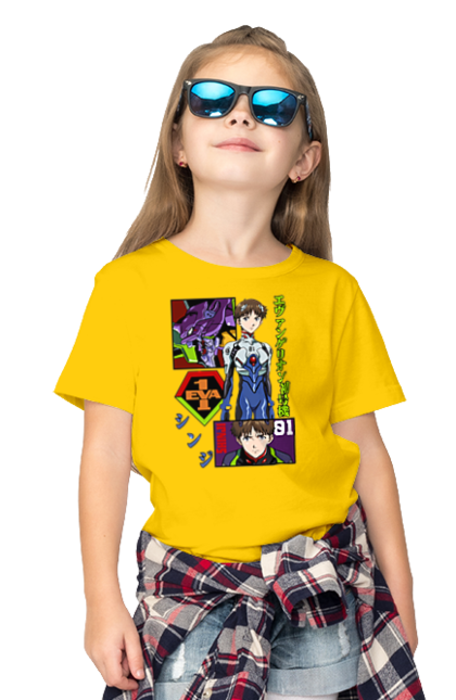 Children's t-shirt with prints Evangelion. Angel, anime, eva 01, evangelion, manga, neon genesis evangelion, shinji. 2070702