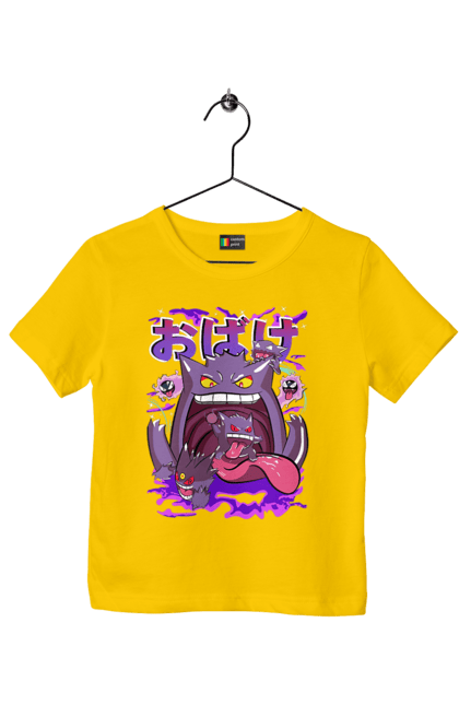 Children's t-shirt with prints Pokemon Gengar. Anime, fushigibana, games, gengar, nintendo, pokemon, pokemon go. 2070702