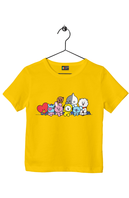 Футболка дитяча з принтом "BTS & BT21". Bt21, bts, k pop, line, бт21, бтс, іграшка, к-поп, лайн, персонажі. 2070702