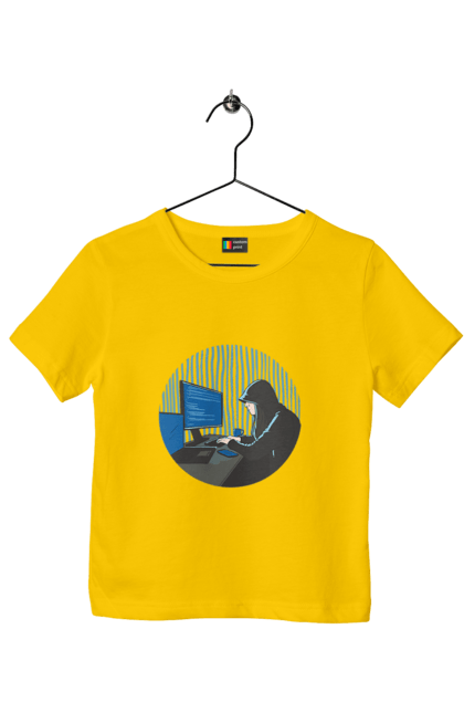 Футболка дитяча з принтом "Хакер". Бінарний, гік, програміст, хакер. 2070702