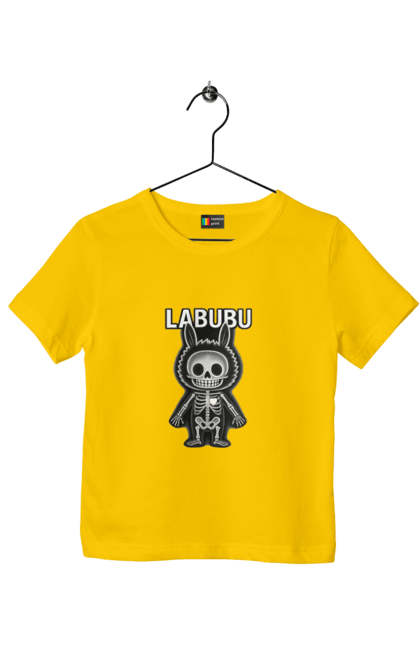 Футболка дитяча з принтом "Лабубу". Анатомія, кістки, лабубу, миложутко, мінімалізм, рентген, серце` що світиться, скелет, череп, чорнобіле. 2070702