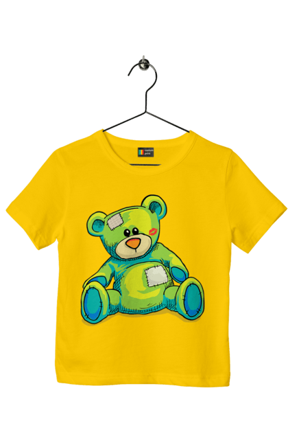 Футболка детская с принтом Плюшевый мишка. Cute, kisses, patches, teddy, teddy bear, vintage, игрушка, мишка, плюшевый мишка, подарок. 2070702