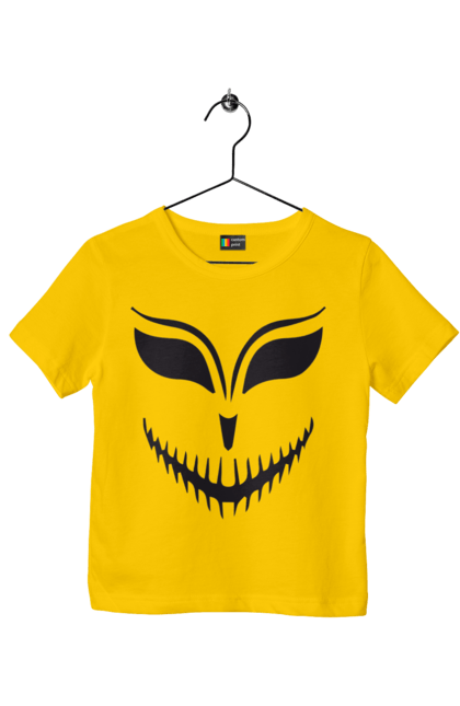 Children's t-shirt with prints Halloween pumpkin face. Costume, halloween, holiday, october, october 31, pumpkin, scary, sweets, trick or treat. 2070702