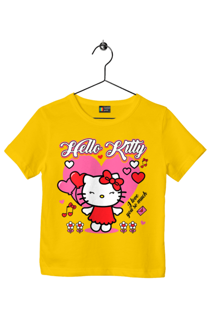 Children's t-shirt with prints Hello Kitty. Brand, cat, character, hello kitty, kitten. 2070702