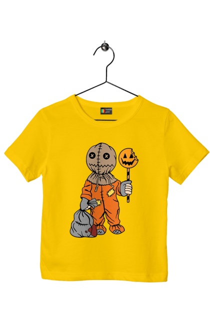 Children's t-shirt with prints Halloween. Costume, halloween, holiday, october, october 31, pumpkin, sweets, trick or treat. 2070702