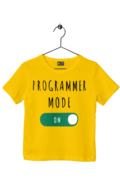 Футболка дитяча з принтом "Режим програміста". Айті, айтішник, для айтішника, для програміста, подарунок айтішнику, подарунок програмісту, програміст, режим програміста, розробник. 2070702
