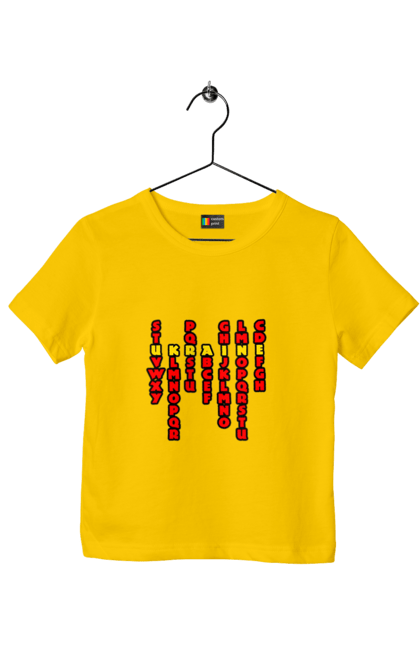 Футболка детская с принтом Украина. Авторский принт, алфавит, буквы, латиница, надпись, текст, украина. 2070702