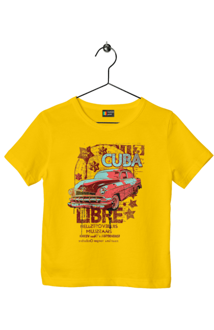 Children's t-shirt with prints Cuba, Machine. Cuba, retro. 2070702