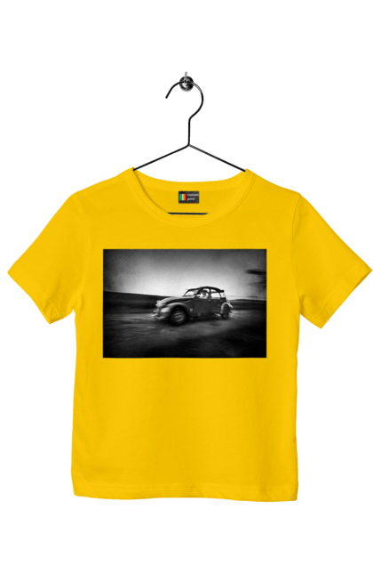 Футболка дитяча з принтом "Ретро машина чб". Авто, ретро, ретро машина, чорно біла машина. 2070702