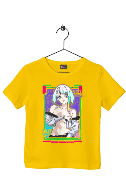 Children's t-shirt with prints Cyberpunk: Edgerunners Lucy. Anime, cd project, cyberpunk, edgerunners, game, lucy, netflix, video game. 2070702