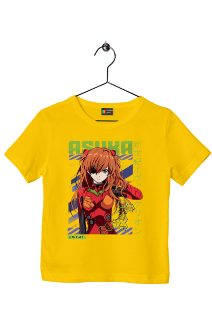 Children's t-shirt with prints Evangelion Asuka. Anime, asuka, asuka langley sorry, eva 02, evangelion, eve, kaoru, manga, ray, shinji. 2070702