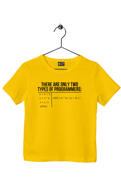 Футболка дитяча з принтом "Два типи програмістів". Два програмісти, два типи, два типи програмістів, жарт it, мак адреса, програміст, технічне завдання, ти ж програміст, фрілансер. 2070702