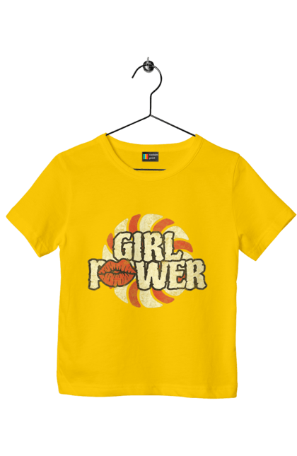 Футболка дитяча з принтом "Girl Power". Girl power, гасло, дівчата, дівчата можуть, жінки, жіноча сила, незалежність, сила, фемінізм. 2070702