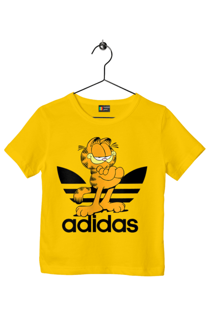 Футболка дитяча з принтом "Adidas Гарфілд". Adidas, garfield, адідас, гарфілд, голод, кінокомедія, кіт, комедія, фільм. 2070702