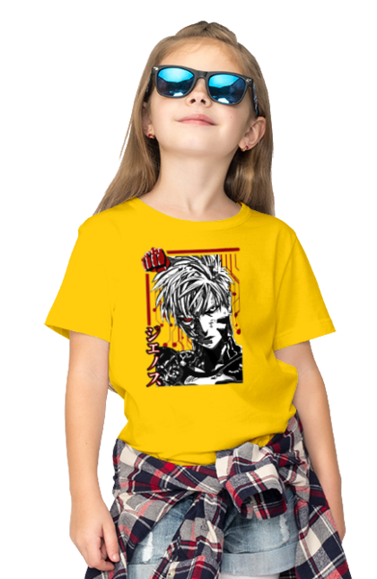 Children's t-shirt with prints One Punch Man Genos. Anime, comedy, cyborg, demon, demon cyborg, genos, manga, one punch man, parody, superheroes. 2070702