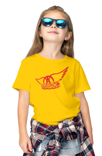 Children's t-shirt with prints Aerosmith. Aerosmith, blues rock, glam rock, group, hard rock, music, rock, rock`n`roll. 2070702