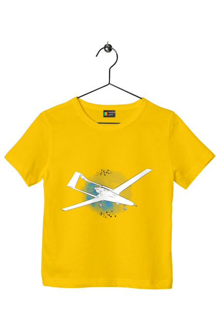 Футболка дитяча з принтом "Товариш байрактар". Акварель, байрактар, небо, славаукраїні, україна. 2070702