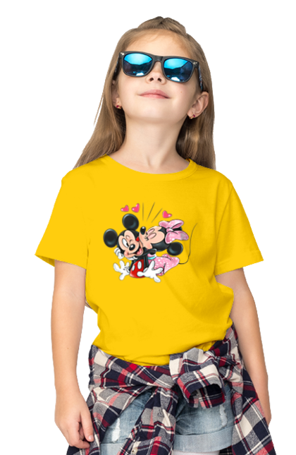 Children's t-shirt with prints Mickey Mouse and Minnie Mouse. Cartoon, disney, mickey, mickey mouse, minnie mouse. 2070702