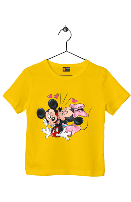 Children's t-shirt with prints Mickey Mouse and Minnie Mouse. Cartoon, disney, mickey, mickey mouse, minnie mouse. 2070702