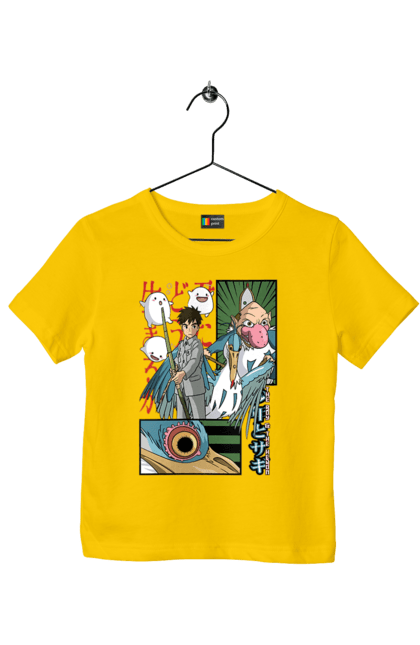 Children's t-shirt with prints The Boy and the Heron. Boy and bird, cartoon, ghibli, japan, miyazaki, studio ghibli. 2070702