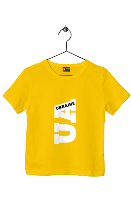 Children's t-shirt with prints Ukraine. Abbreviation, emblem, home, inscription, logotype, text, ukraine. 2070702