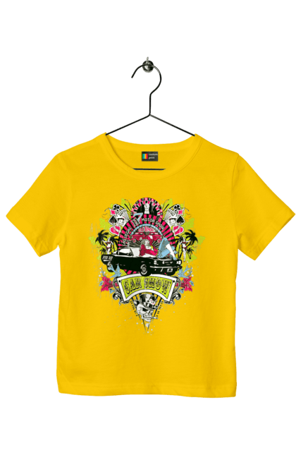 Футболка дитяча з принтом "Автомобільне Шоу, Літо". Автомобіль, гроші, карти, пальма, шоу. 2070702