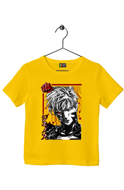 Children's t-shirt with prints One Punch Man Genos. Anime, comedy, cyborg, demon, demon cyborg, genos, manga, one punch man, parody, superheroes. 2070702