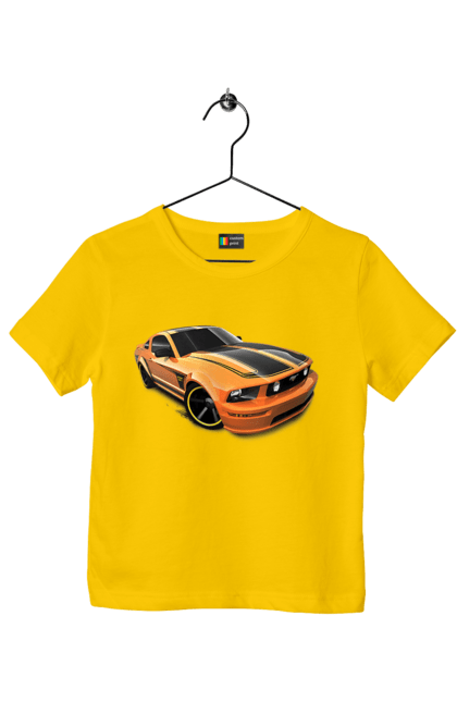 Футболка дитяча з принтом "Помаранчева, швидкісна машина". Їзда, колеса, машина, швидкість. 2070702