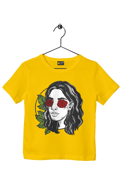 Children's t-shirt with prints Girl With Roses In The Eyes. Girl, rose flower. 2070702