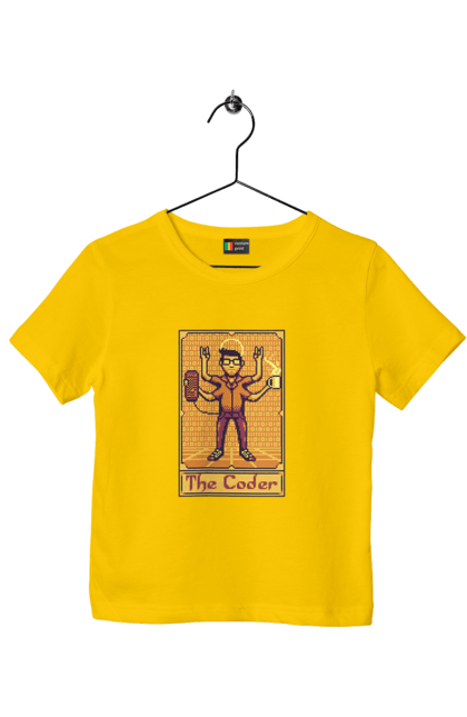 Футболка дитяча з принтом "Карта таро  кодер". Ай ті, айтішник, карта таро, код, програміст, хакер. 2070702